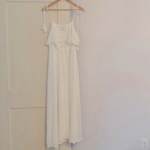 Moon River White Maxi Dress - Adjustable Spaghetti straps - Size S